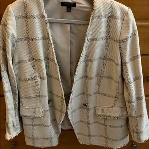 Ann Taylor Women's Ivory Checkered Blazer